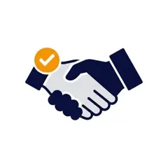 Illustration of a handshake with a check mark
